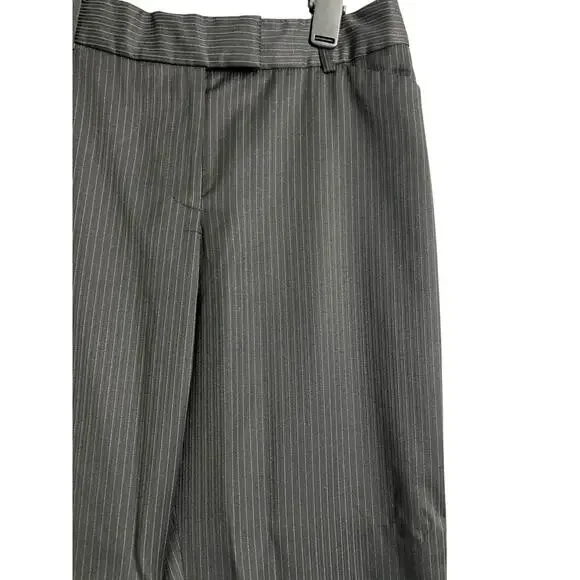 Anne Klein Dress Pants Womens 14 Petite Gray Pinstripe Lined Straight Leg Work - Picture 2 of 7